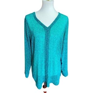 CAbi Sheer Green Paisley Tunic